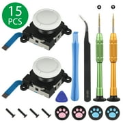 2 Pack 3D Joystick Replacement Set for Nintendo Switch Lite, EEEkit Switch Analog Stick Parts, Controller Repair Kit Include 2 Thumbstick Joystick, 4 Thumbsticks Caps, 2 Screwdriver, 4 Screws