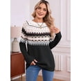 thumbnail image 3 of Women'S Casual Vintage Sweater Raglan Sleeve Crew Neck Knit Pullover Comfortable Warm Autumn Top Black L, 3 of 8