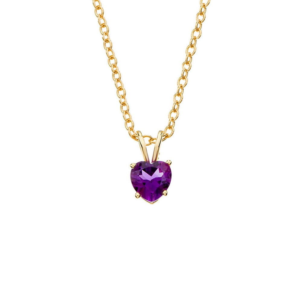 6mm Amethyst Heart Cable Chain Necklace in 14k Yellow Gold, 18 Inch by Black Bow Jewelry Company