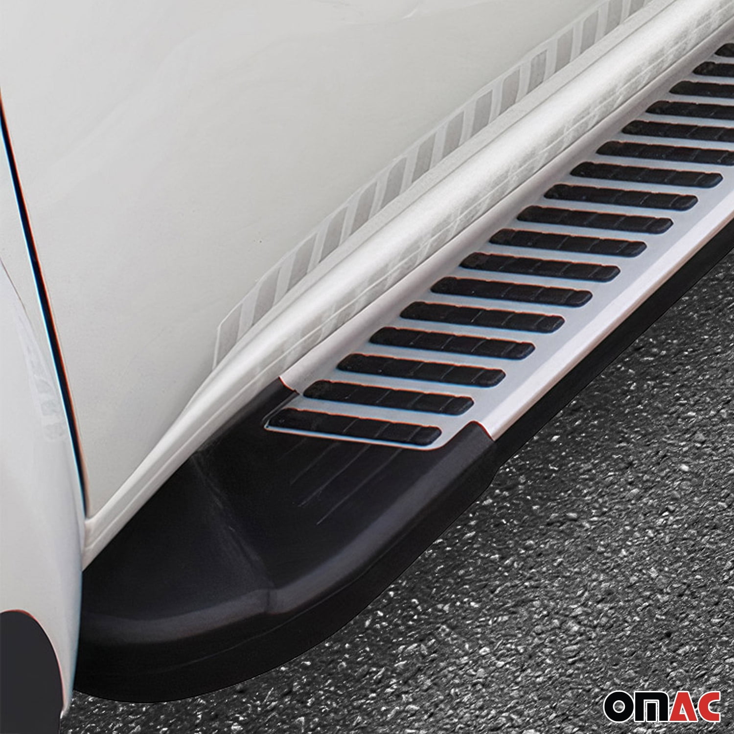 OMAC Side Step Nerf Bars Running Boards for Toyota RAV4 2006-2012 Black Silver 2Pcs