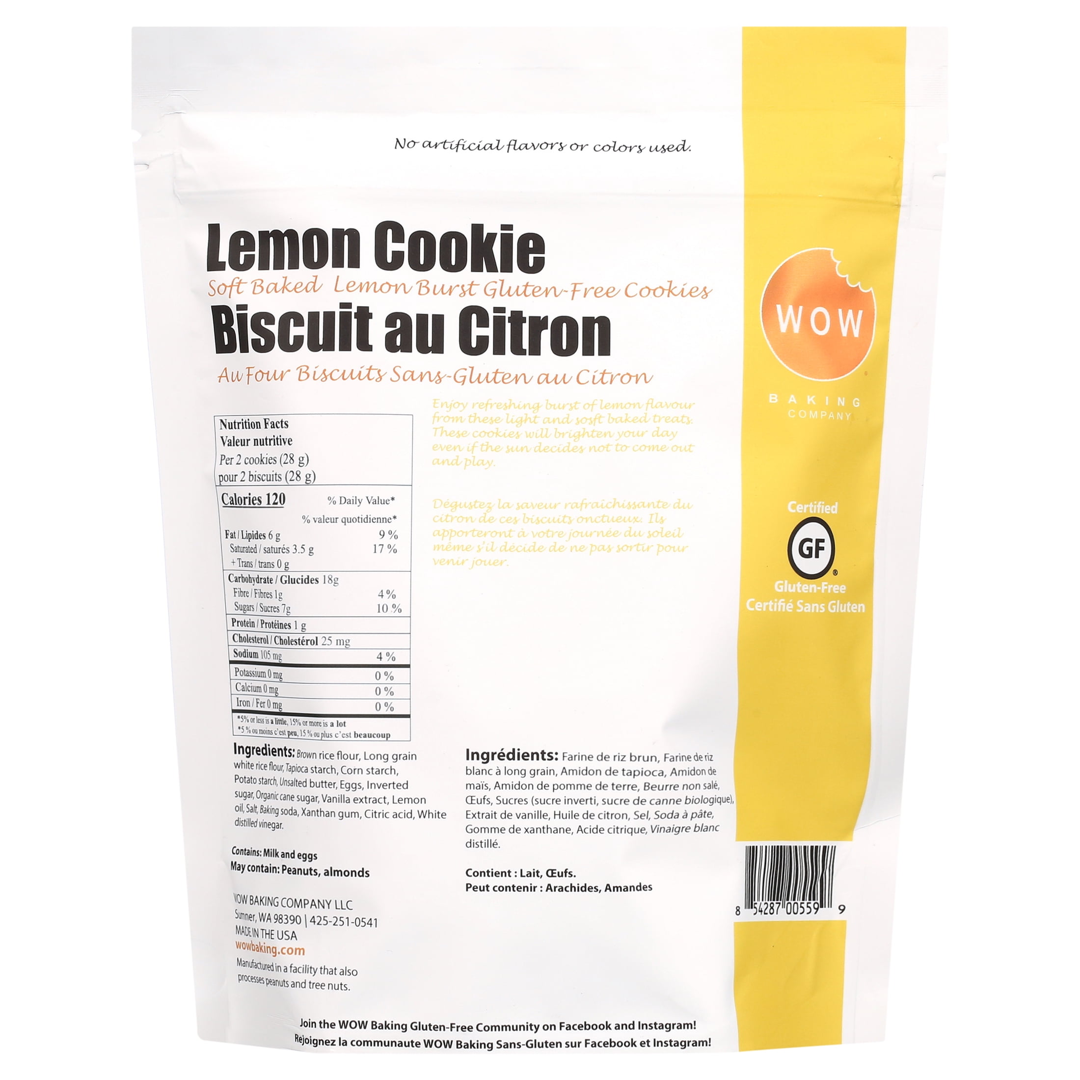 WOW Baking Soft-Baked Gluten Free Lemon Burst Cookies, 8 oz