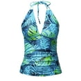 thumbnail image 2 of DHFJKG Women's V Neck Halter Tops Y2k Ruched Floral Summer Going Out Cami Swim Tops Trendy Beachwear, 2 of 4