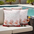 thumbnail image 4 of Red Coastal Shell Outdoor Waterproof Pillow Covers, Nautical Seahorse Coral Stripes Decorative Square Throw Pillowcase Sofa Cushion Sham for Patio/Couch/Chair, 18"x18" 2 Pack, 4 of 8