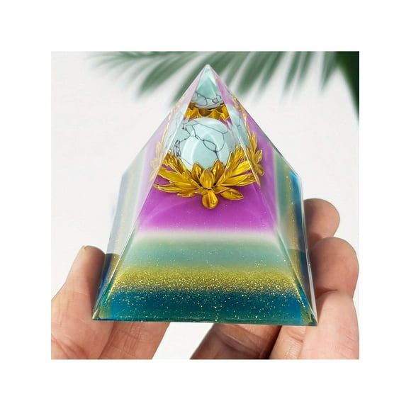 1pc 7 Chakra Orgone Pyramid Energy Generator- Beads Pyramid Lotus Orgonite Pyramid - Generator EMF Protection Gift Energy Points Reiki - Rechargeable Energy Generator For Decor Healing Meditation