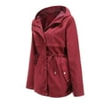 thumbnail image 4 of Lovskoo 2024 Women Windbreaker Jacket Solid Rain Jacket Outdoor Jackets Waterproof Hooded Raincoat Windproof Outerwear Burgundy, 4 of 9