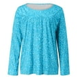 thumbnail image 4 of Tejiojio Women Clothes Women Plus Size Round Neck Print Blouse Pullover Tops Long Sleeved Blouses Shirts, 4 of 7
