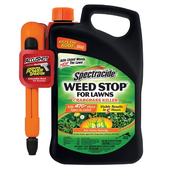 Spectracide Weed Stop for Lawns Plus Crabgrass Killer with AccuShot Sprayer, 1.33 Gal.