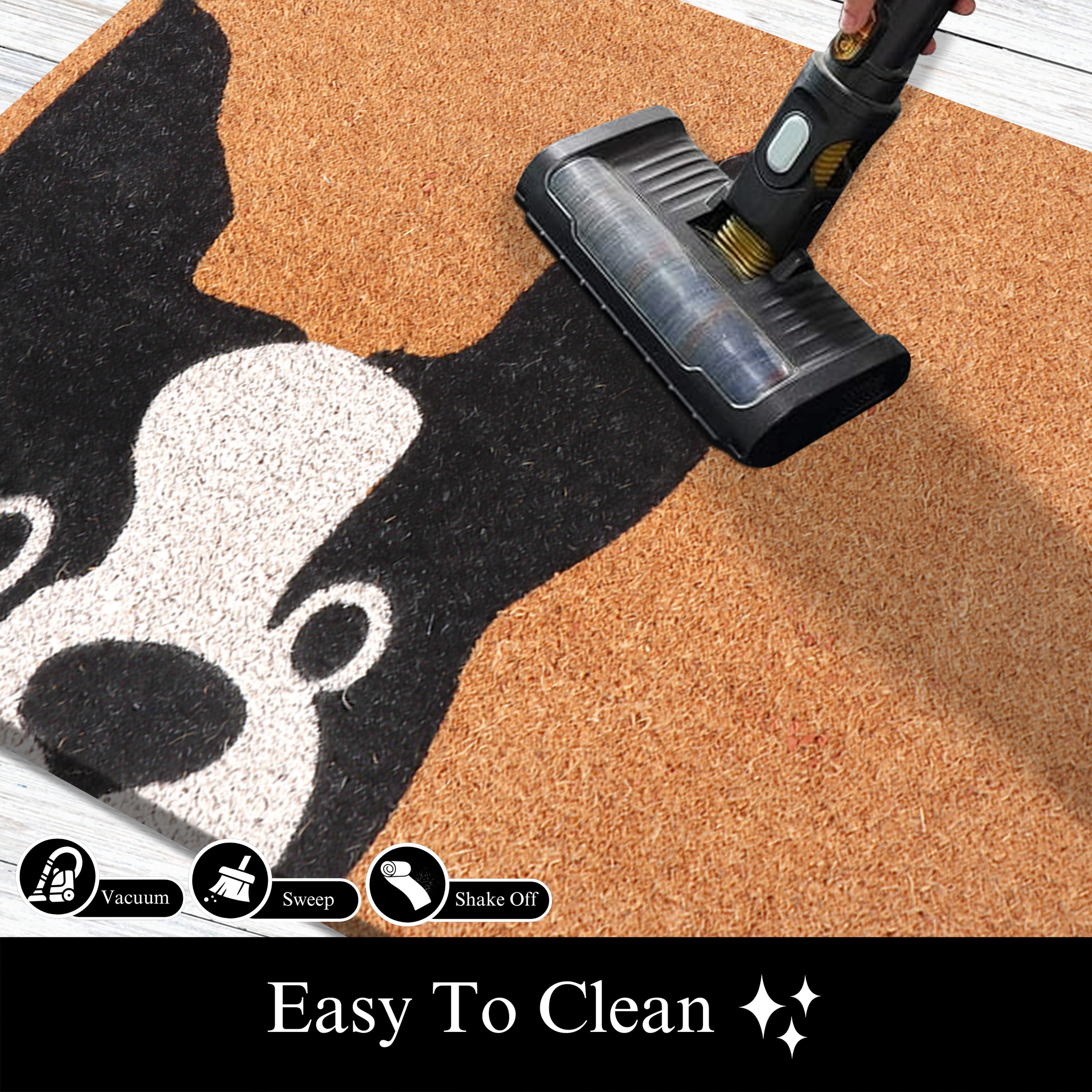A1HC Natural Coco Coir Doormat, Black Dog Peeking, 18"x30", Durable Outdoor Welcome Mat, Non-Slip, Easy to Clean, Pet Friendly