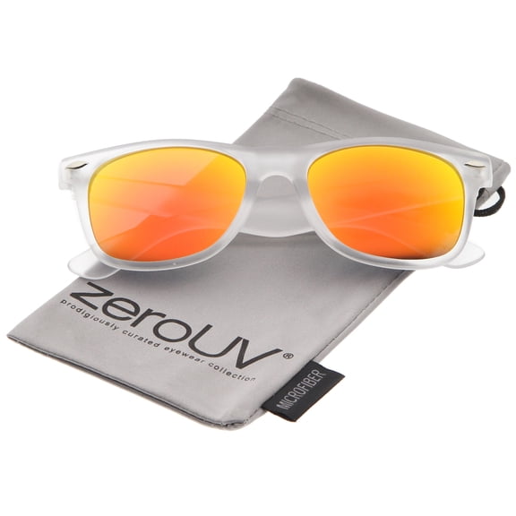 zeroUV Unisex Matte Frosted Frame Reflective Colored Mirror Lens Horn Rimmed Sunglasses 54mm (Frost / Orange Mirror) - 54mm