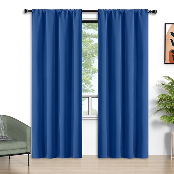 Cortinas Blackout Azul Marino, Juego de 2 Paneles, 52x96 Pulgadas, Cortinas Blackout con Bolsillo para Barra, Cortinas Térmicas Aislantes para Ventanas, Calor de Verano, Cortinas Sólidas con Privacid