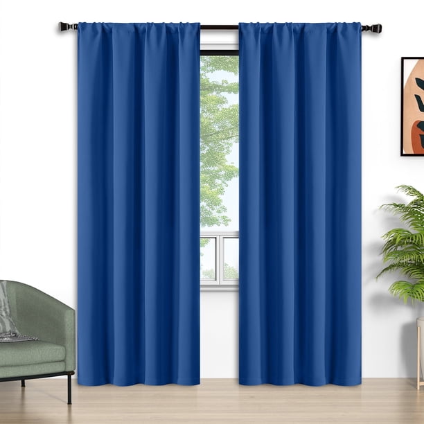 Cortinas Blackout Azul Marino, Juego de 2 Paneles, 52x96 Pulgadas, Cortinas Blackout con Bolsillo para Barra, Cortinas Térmicas Aislantes para Ventanas, Calor de Verano, Cortinas Sólidas con Privacid