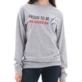 thumbnail image 3 of Plus Size Proud American Phrase Ring Spun Cotton Premium Long Sleeve Graphic Shirt - Heather Grey 3XL, 3 of 4