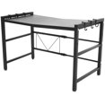 thumbnail image 1 of PAMINGONO Microwave Oven Rack Adjustable Extendable Heavy Duty Metal Kitchen Stand with Hooks for Storage Use Black, 1 of 8