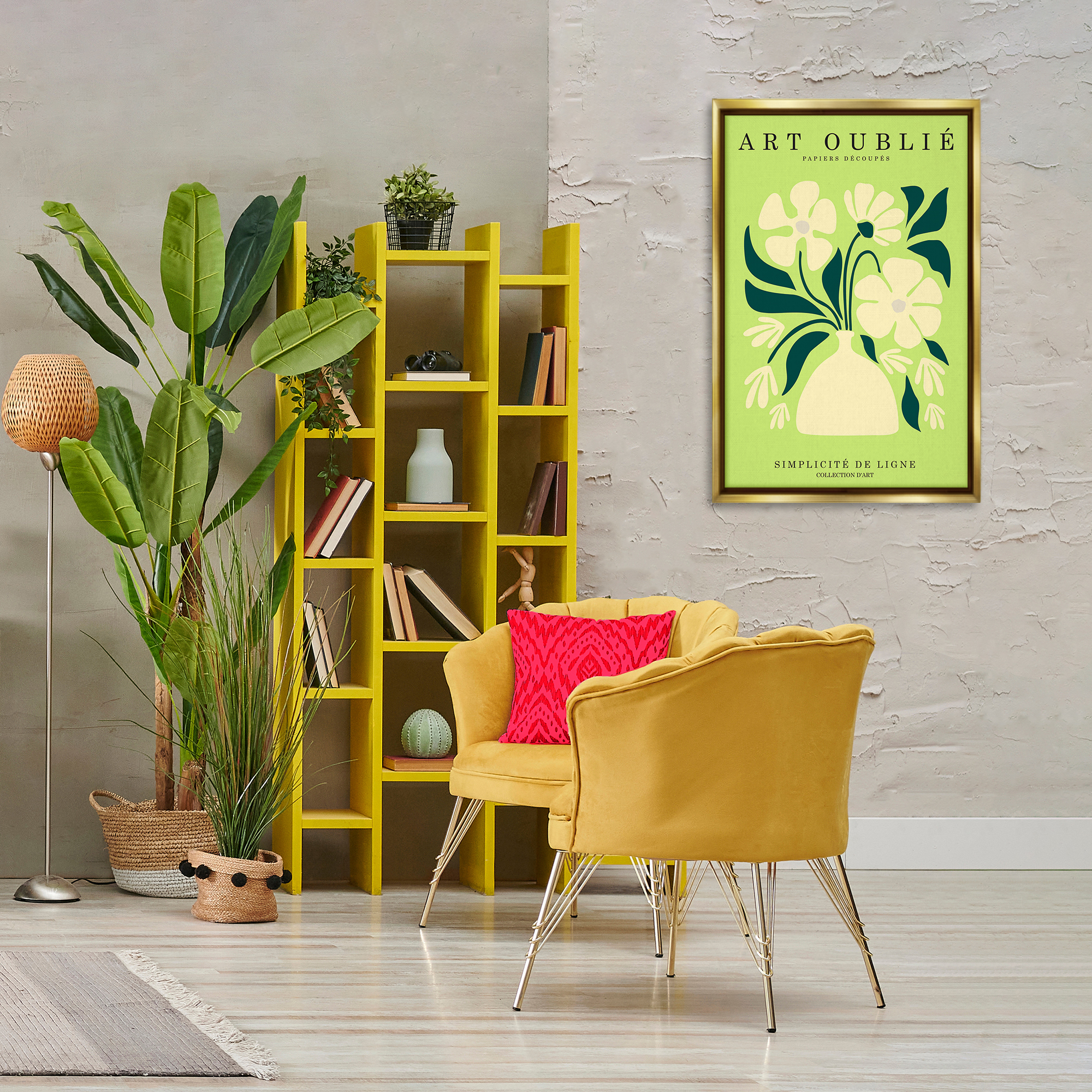 Stupell Industries French Gallery Bouquet Typography Painting Gold Floater Framed Art Print Wall Art, 21 x 31