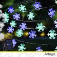 thumbnail image 3 of Luces de navidad solares 100 led esferas bola cristal copo de nieve snowflake style Artego  8 modos de uso para exteriores Guirnalda de luces Copo de Nieve Azul Verde, 3 of 9
