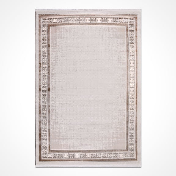 Beige Frame Acrylic Area Rugs for Living Room Jacquard Textured Modern Rugs Soft Geometric Rug for Bedroom Washable Rug Non-Slip Bohemian Carpet Perfect for Dining Room Office Beige