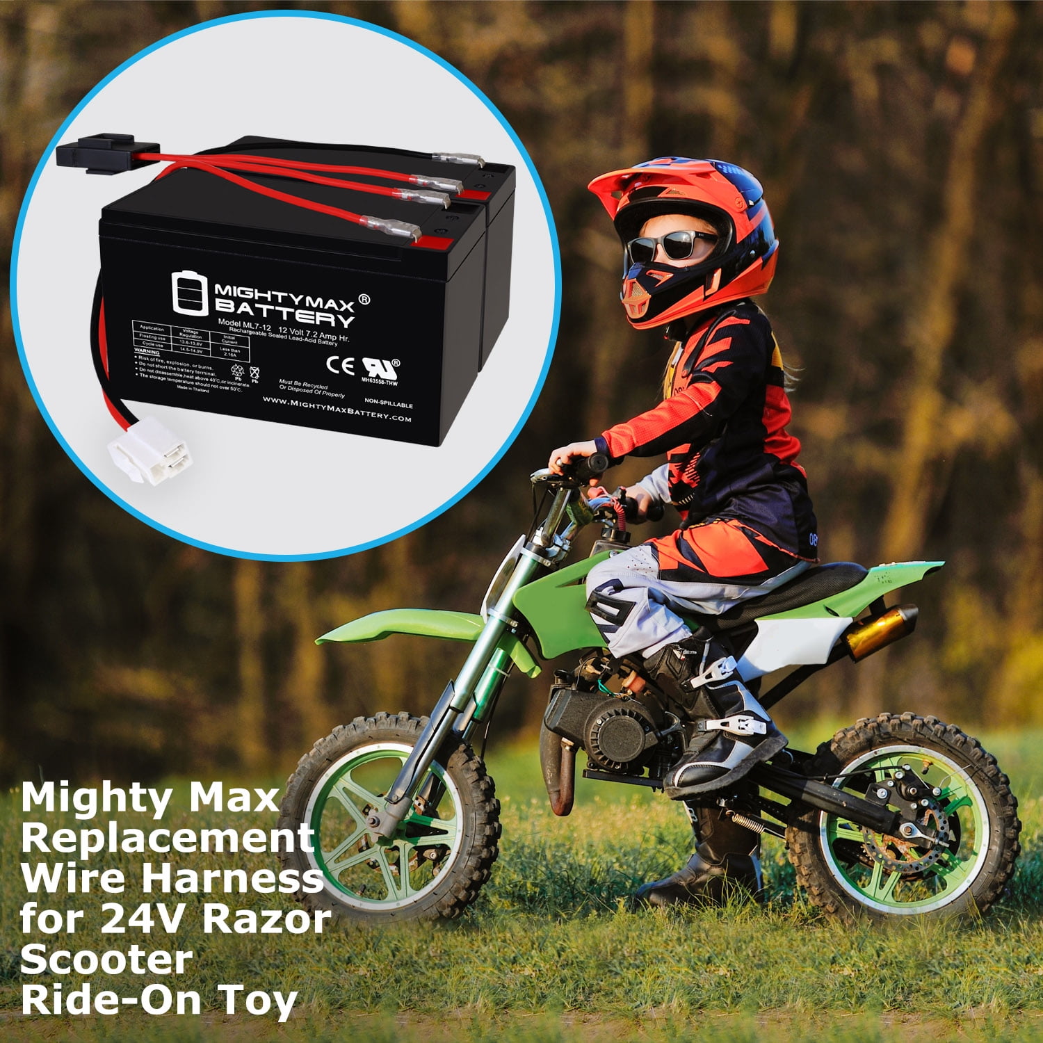 12V 7Ah SLA Replacement Battery Compatible With 12V Electric Kids Dirt Bike Off-Road Motorcycle