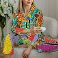 thumbnail image 6 of Fuzoiu Dancing African Womans Print Women's Long-Sleeved Pajama,Lounge Button Down Nightwear,Womens Notch Collar Pajama Set-Small, 6 of 7