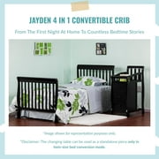 Dream On Me Jayden 4-in-1 Mini Convertible Crib And Changer in Black, Greenguard Gold Certified, Non-Toxic Finish, New Zealand Pinewood, 1