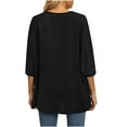 thumbnail image 4 of USSUMA T-Shirts for Women Trendy Solid Color Women's Shirts and Blouses Batwing Short Sleeve Female Tops Dressy Casual Summer Oversized Chiffon Boho V Neck Plus Tunics Beach, 4 of 7
