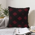 thumbnail image 6 of Velvet Rimmed Pillowcase Is Not Easy To Open Line Deformation Invisible Zipper Opening And Closing Only Pillowcase Does Not Contain Pillow Core Argyle Plaid Darkred_4 18"X18", 6 of 8