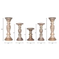thumbnail image 4 of Handmade Mango Wood Eco-friendly Traditional Wallnut Set Of Five 12",9",6",9" & 12" Pillar Candle Holder, 4 of 7