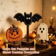 thumbnail image 5 of 3 Pack, Vintage Halloween Decorations Wooden Ghost Pumpkin Bat Tabletop Signs, Fall Halloween Decor for Mantel Shelf Home Party, Rustic Primitive Style Halloween Desktop, 5 of 5