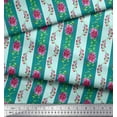 thumbnail image 2 of Soimoi Green polyester Crepe Fabric Leaves,Pink Flower & Stripe Fabric Prints by Yard 52 Inch Wide, 2 of 3