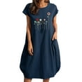 thumbnail image 1 of Robes pour Femmes 2022 Robe à Manches Courtes à Col Rond Grande Taille Robe Imprimée Décontractée Ample d'Été Midi avec Poches, 1 of 4
