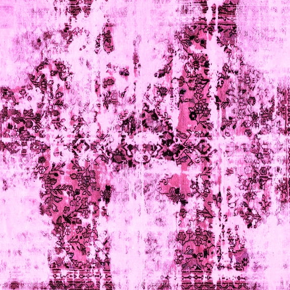 Ahgly Company Indoor Square Abstract Pink Modern Area Rugs, 5' Square