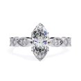 thumbnail image 2 of IGI Certified Lab Grown Diamond Engagement Ring | Center 10x5mm Marquise Cut Beaded Solitaire Stackable Promise Rings For Women In 14k Solid White Gold | F-G, VS-SI Quality (1.05 Ctw) Ring Size-7.5, 2 of 7