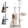 thumbnail image 1 of Árbol TrepadorY Rascador para Gatos Torre De Actividades De Varios Niveles Castillo con Escaleras, Hamaca Cubiertas De Felpa Seguro Y Duradero De 136X43X33CM (Beige), 1 of 7