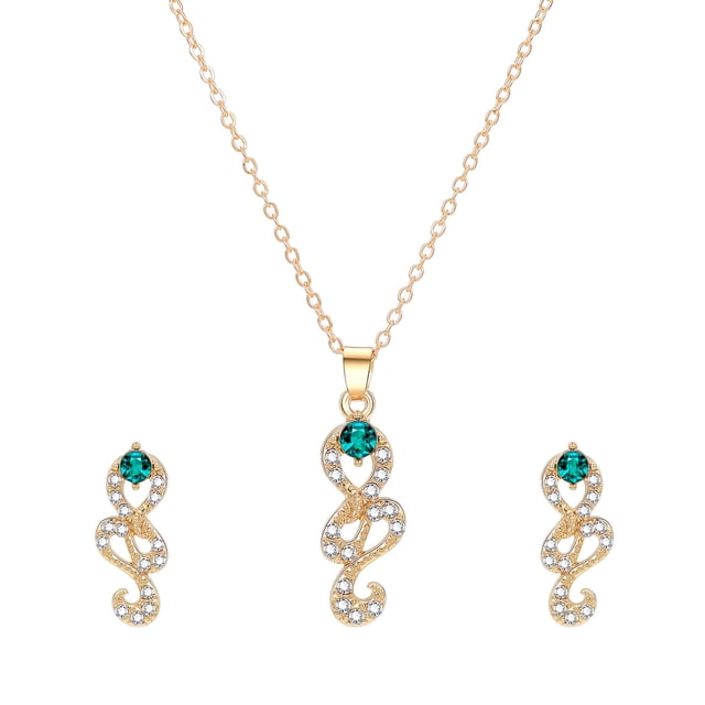 Fiudx Conjunto de Collar y Pendientes de Diamantes de Joyería de Moda para Mujer