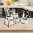 thumbnail image 6 of Ceramic Silverware Caddy with Black Metal Rack, Utensil Holder Flatware Caddy Cutlery Storage Organizer for Kitchen Table, Cabinet or Pantry, 6 of 6