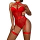 thumbnail image 1 of Gibobby Conjunto de lencería de encaje para Mujer con Cinturones de Liguero, Sujetador y Bragas, sostén y Tanga(Rojo, CH), 1 of 5