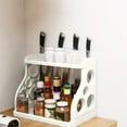 thumbnail image 4 of 2 Tier Spice Rack Organizer Step Shelf Countertop Spice Storage Holder, Removable Pluggable Tool Storage Rack, for Kitchen Cabinet Cupboard Pantry, 4 of 7
