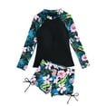 thumbnail image 2 of Hienoo Girls 2-Piece Swimsuit Long Sleeve Rash Guard & Boyshorts Quick Dry Beach Bathing Suit, Sizes 13-14, 2 of 4