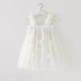 thumbnail image 4 of LIIPEE Girls Dresses Solid Color Sleeveless Butterfly Tulle Ball Gown Sundress Infant Versatile Baby Photography Dress,White,2-3 Years, 4 of 5