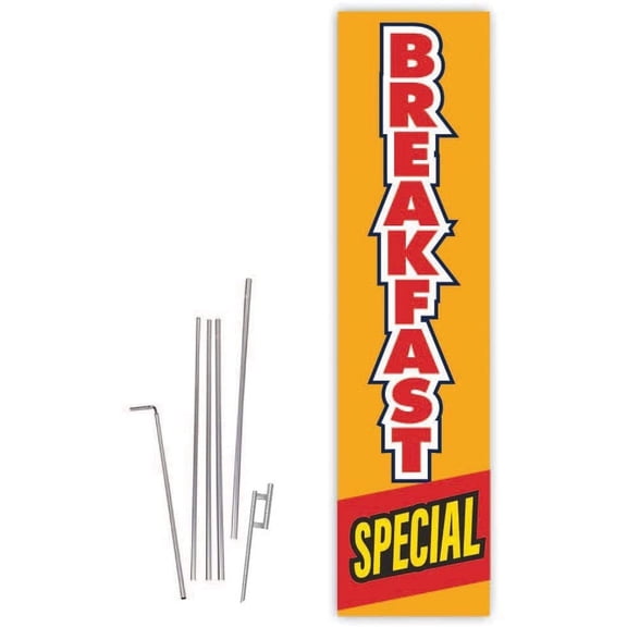 Cobb Promo Breakfast Special Golden Yellow Rectangle Boomer Flag with Complete 15ft Pole kit and Ground Spike