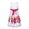 thumbnail image 2 of Little Girls White Fuchsia Flower Patterned Bead Party Dress 6, 2 of 2
