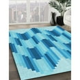 thumbnail image 2 of Ahgly Company Indoor Round Patterned Neon Blue Area Rugs, 8' Round, 2 of 6