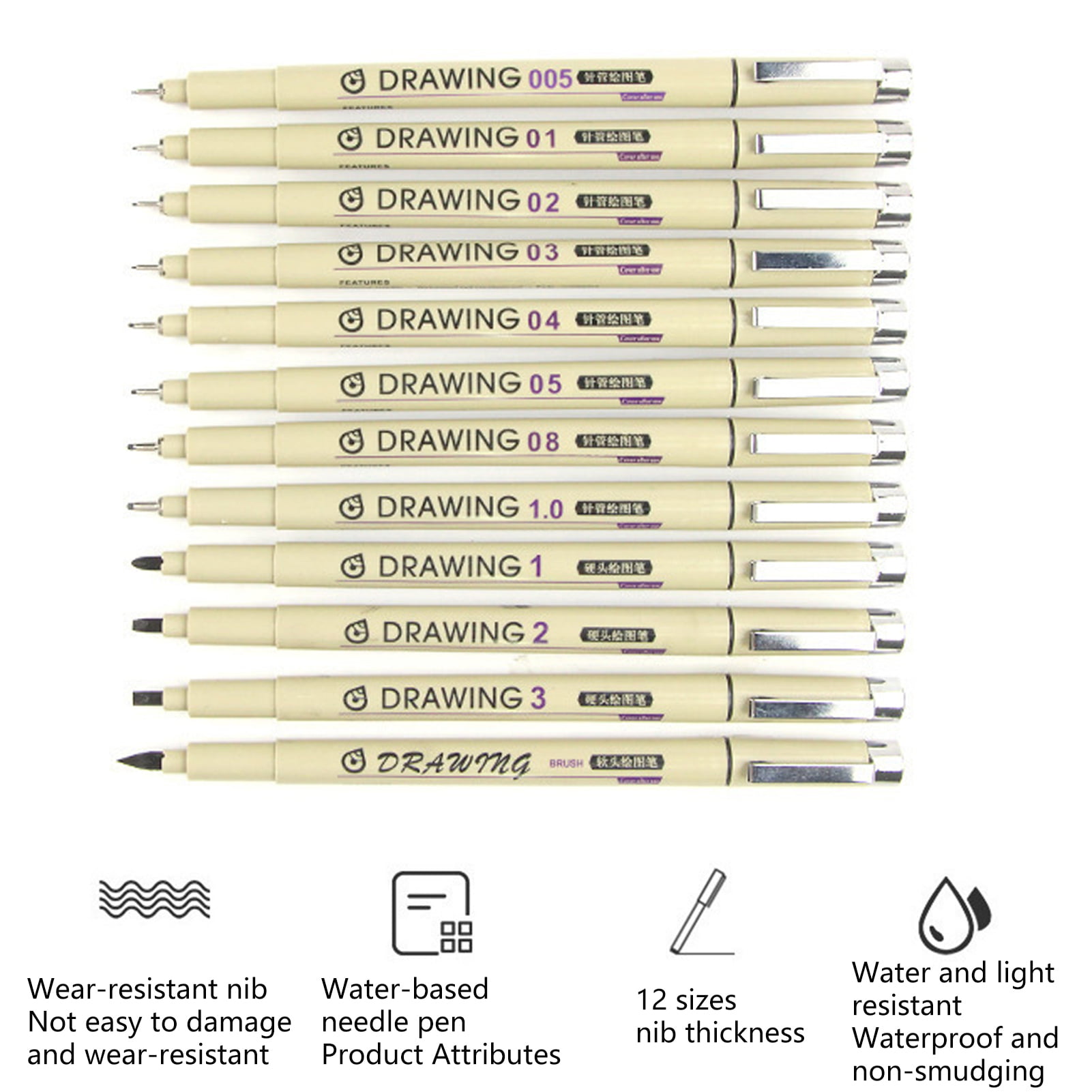Dacono Fineliner Ink Pens, Set of 12 Micro-Pen Drawing Pens, Black  Precision Multiliner Pens for Artist Illustration, Sketching, Calligraphy