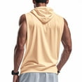 thumbnail image 5 of ZCFZJW Men's Workout Hooded Tank Tops Lightweight Full Zip Up Sleeveless Gym Shirts Muscle Cut Off T Shirt Bodybuilding Hoodies Beige XXXL, 5 of 6