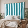 thumbnail image 3 of Teal Striped Large Tapestry for Bedroom Wall Hanging Tapestry, Simple Art Vertical Stripe Farmhouse Ceiling Backdrop Tapestries Poster Blanket Wall Decor for Teens Room Living Room Dorm 100" x 59", 3 of 8