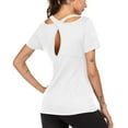 thumbnail image 3 of Lmnyox Athletic T Shirt for Women Open Back Short Sleeve Running Sport Tee Casual Basic Crew Neck Workout Tops, 3 of 5
