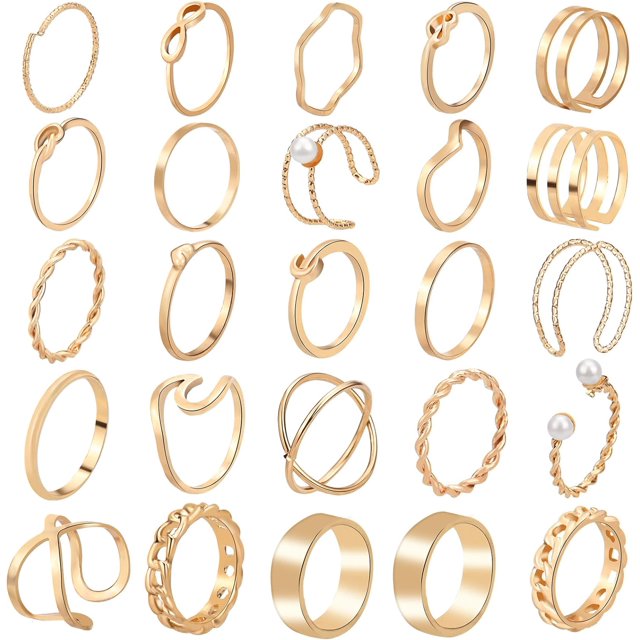 18-31 Piezas Anillos de Nudillos para Mujeres Conjuntos de Anillos Apilables Niñas Anillos de Dedo Articulados Vintage Juego de Anillos de Oro para Mujeres Hombres Anillos de Cristal con Flores Tallad