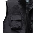thumbnail image 4 of HOOMEUMY Mens Cargo Vest 2025 Trendy Classic Solid Coat Stand Collar Jacket Light Weight Design Casual Workout Sleeveless Clothes Fashion Black M, 4 of 5