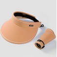 thumbnail image 2 of Women's Wide Brim Sun Visor Hat, UPF 80+, Packable Ponytail Summer Beach Hat/Orange, 2 of 8