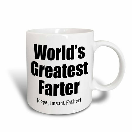 3dRose Worlds greatest farter.Oops I meant Father. Black., Ceramic Mug,