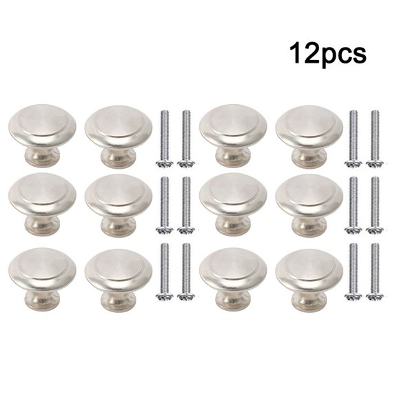 12 Pcs Door Knobs Cabinet Handles Cupboard Drawer Kitchen Stainless Steel Silver Smile Home